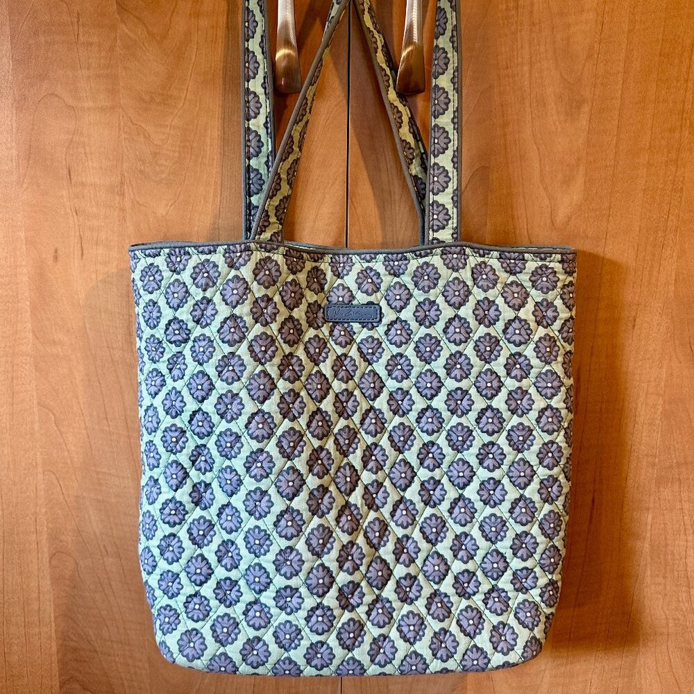 Vera Bradley Green and Grey Quilted Tote Bag